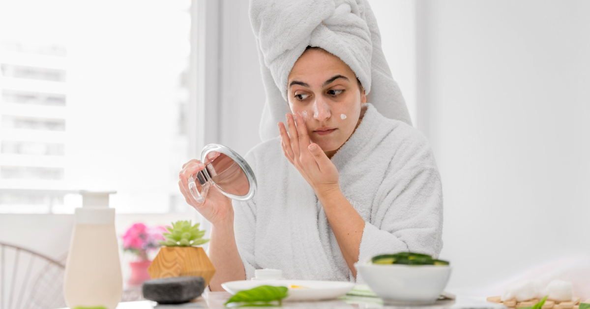 Daily skincare routine for glowing skin with morning and night steps